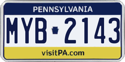 PA license plate MYB2143