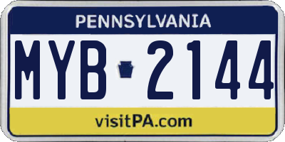 PA license plate MYB2144