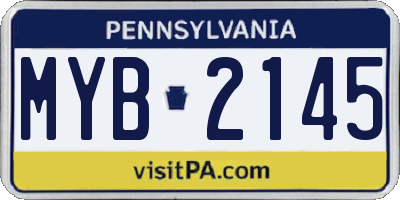 PA license plate MYB2145