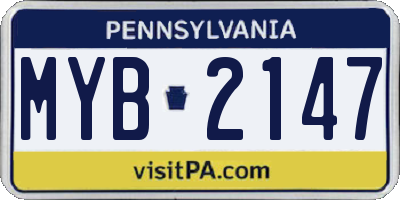 PA license plate MYB2147