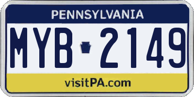 PA license plate MYB2149