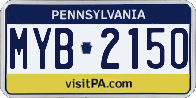 PA license plate MYB2150