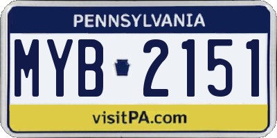 PA license plate MYB2151