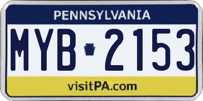 PA license plate MYB2153