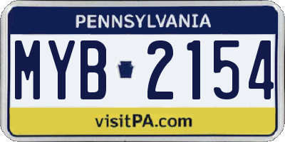 PA license plate MYB2154