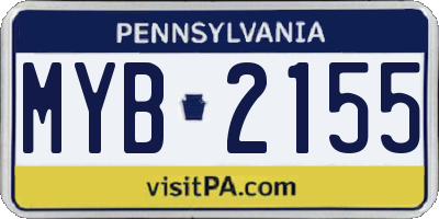 PA license plate MYB2155