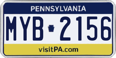 PA license plate MYB2156