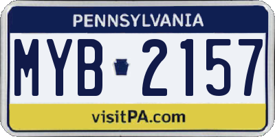PA license plate MYB2157