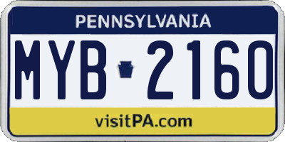 PA license plate MYB2160
