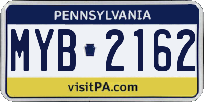 PA license plate MYB2162
