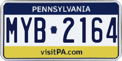 PA license plate MYB2164