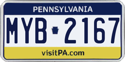 PA license plate MYB2167