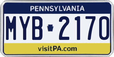 PA license plate MYB2170