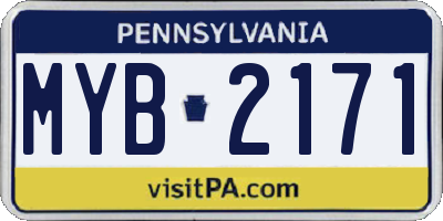 PA license plate MYB2171