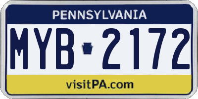 PA license plate MYB2172