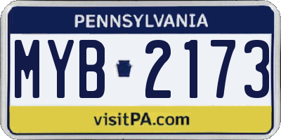 PA license plate MYB2173