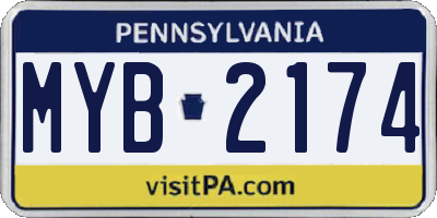 PA license plate MYB2174