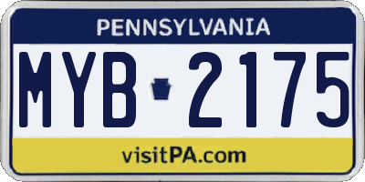 PA license plate MYB2175