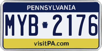 PA license plate MYB2176