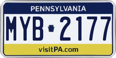 PA license plate MYB2177