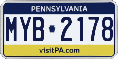 PA license plate MYB2178