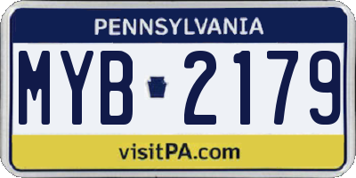 PA license plate MYB2179