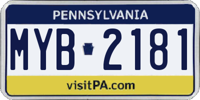 PA license plate MYB2181