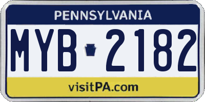 PA license plate MYB2182