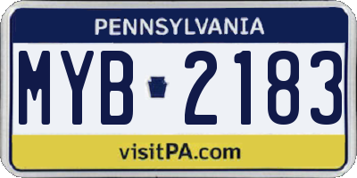 PA license plate MYB2183