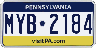 PA license plate MYB2184