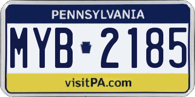 PA license plate MYB2185