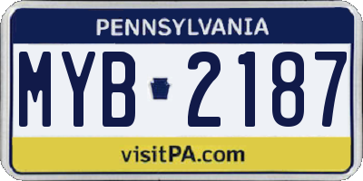 PA license plate MYB2187