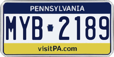 PA license plate MYB2189