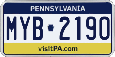 PA license plate MYB2190