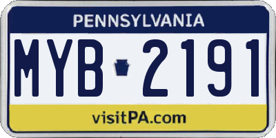 PA license plate MYB2191