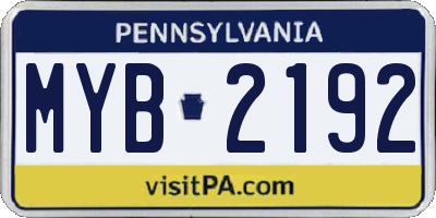 PA license plate MYB2192