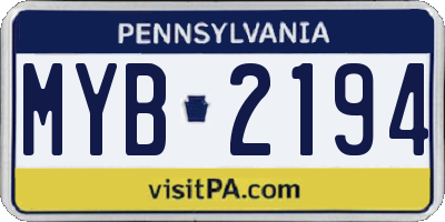 PA license plate MYB2194