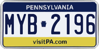 PA license plate MYB2196