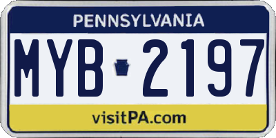 PA license plate MYB2197