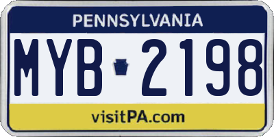 PA license plate MYB2198
