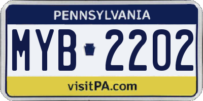PA license plate MYB2202
