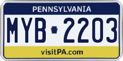 PA license plate MYB2203