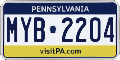 PA license plate MYB2204