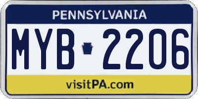 PA license plate MYB2206