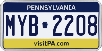 PA license plate MYB2208