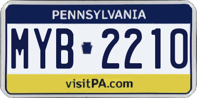 PA license plate MYB2210