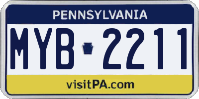 PA license plate MYB2211