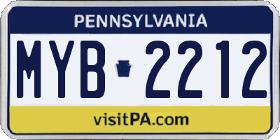 PA license plate MYB2212