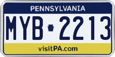 PA license plate MYB2213