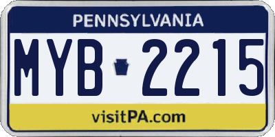 PA license plate MYB2215